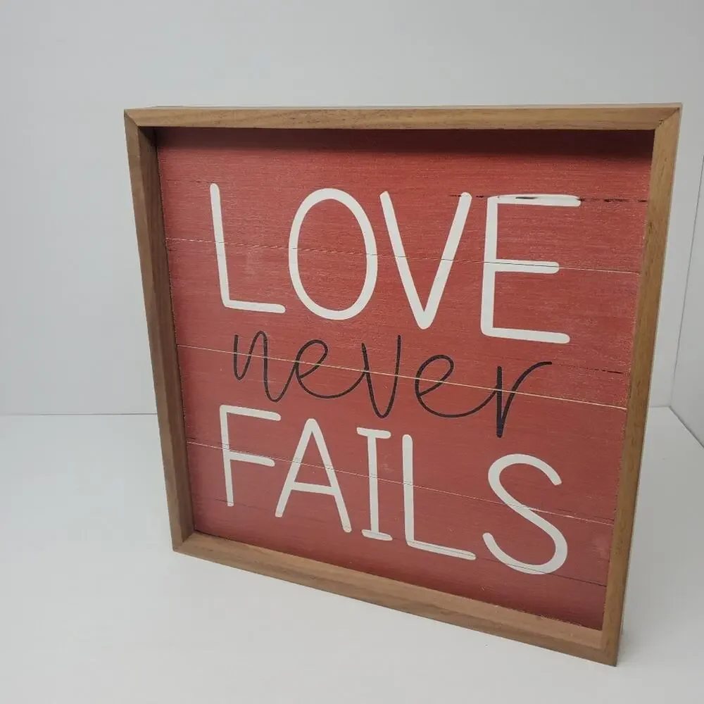Kendrick Home Love Never Fails Framed Wall Sign New with tags